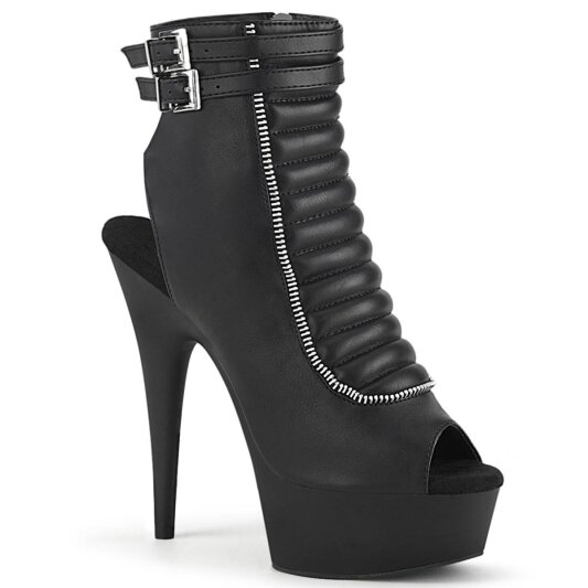 Pleaser DELIGHT-600-18 Plateau Stiefeletten Kunstleder Schwarz EU-37 / US-7