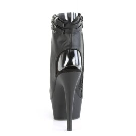 Pleaser DELIGHT-600-18 Plateau Stiefeletten Kunstleder Schwarz EU-37 / US-7