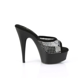 Pleaser DELIGHT-601-6RM Plateau Pantoletten künstliches Wildleder Strass Schwarz EU-35 / US-5