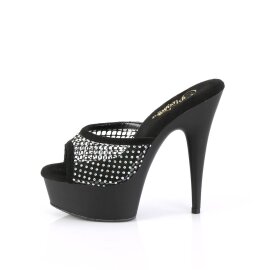 Pleaser DELIGHT-601-6RM Plateau Pantoletten künstliches Wildleder Strass Schwarz EU-36 / US-6