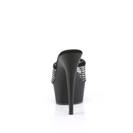 Pleaser DELIGHT-601-6RM Plateau Pantoletten künstliches Wildleder Strass Schwarz EU-36 / US-6