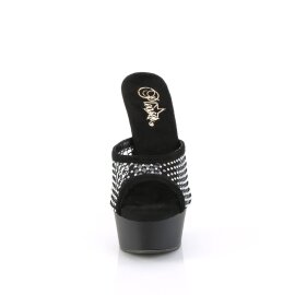Pleaser DELIGHT-601-6RM Plateau Pantoletten künstliches Wildleder Strass Schwarz EU-38 / US-8