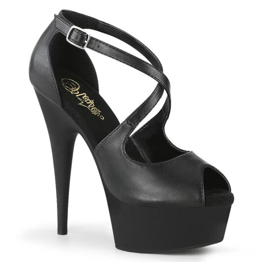 Pleaser DELIGHT-621 Plateau Sandaletten Kunstleder Schwarz EU-35 / US-5