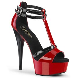 Pleaser DELIGHT-663 Plateau Sandaletten Lack Rot EU-35 /...