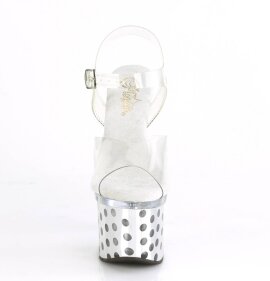 Pleaser DISCOLITE-708DOTS Plateau Sandaletten Transparent...
