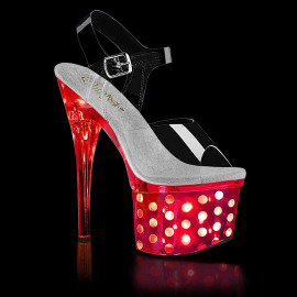 Pleaser DISCOLITE-708DOTS Plateau Sandaletten Transparent...