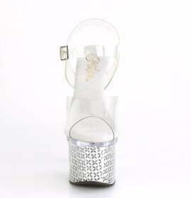 Pleaser DISCOLITE-708FLP Plateau Sandaletten Transparent...