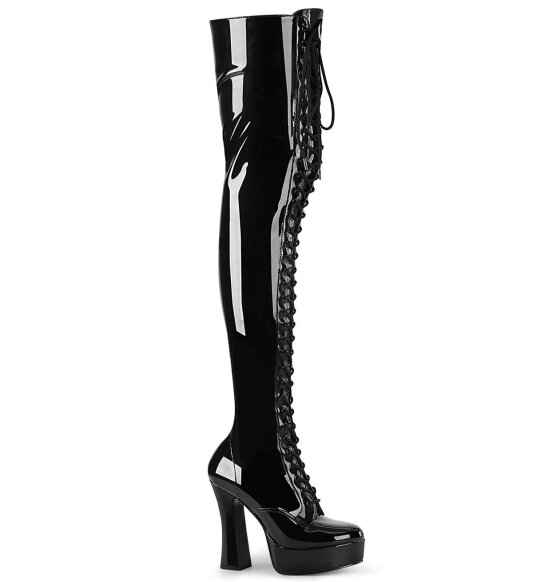 Pleaser ELECTRA-3023 Overknee Stiefel Lack Schwarz EU-37 / US-7