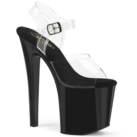 Pleaser ENCHANT-708 Plateau Sandaletten Transparent Schwarz EU-35 / US-5