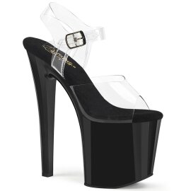 Pleaser ENCHANT-708 Plateau Sandaletten Transparent Schwarz EU-38 / US-8