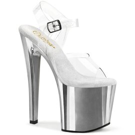 Pleaser ENCHANT-708 Plateau Sandaletten Chrom Transparent...