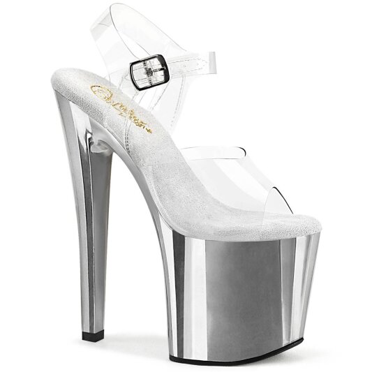 Pleaser ENCHANT-708 Plateau Sandaletten Chrom Transparent Silber EU-37 / US-7