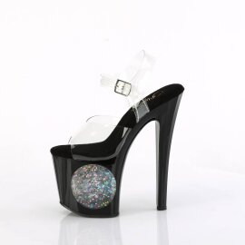 Pleaser ENCHANT-708LT-CIRCLE Plateau Sandaletten Transparent Schwarz EU-36 / US-6