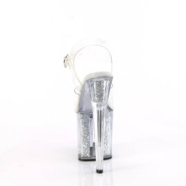 Pleaser ENCHANT-708RSI Plateau Sandaletten Glitter Transparent Silber EU-36 / US-6