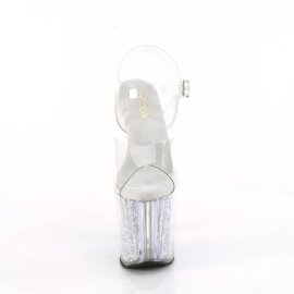 Pleaser ENCHANT-708RSI Plateau Sandaletten Glitter Transparent Silber EU-38 / US-8