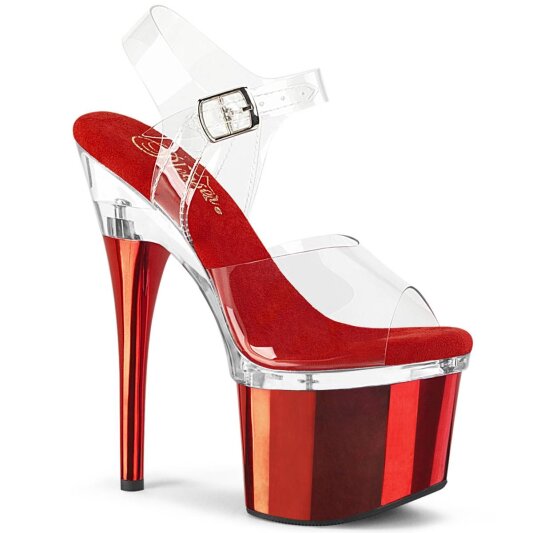 Pleaser ESTEEM-708 Plateau Sandaletten Chrom Rot EU-35 / US-5
