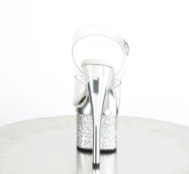 Pleaser ESTEEM-708CHLG Plateau Sandaletten Glitter Silber EU-35 / US-5