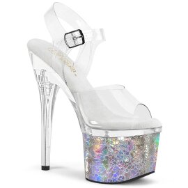 Pleaser ESTEEM-708CK Plateau Sandaletten Holo Transparent...