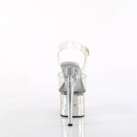 Pleaser ESTEEM-708CK Plateau Sandaletten Holo Transparent Silber EU-35 / US-5
