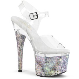 Pleaser ESTEEM-708DM Plateau Sandaletten Strass...