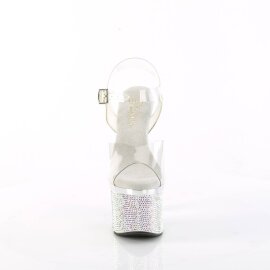 Pleaser ESTEEM-708DM Plateau Sandaletten Strass Chrom...