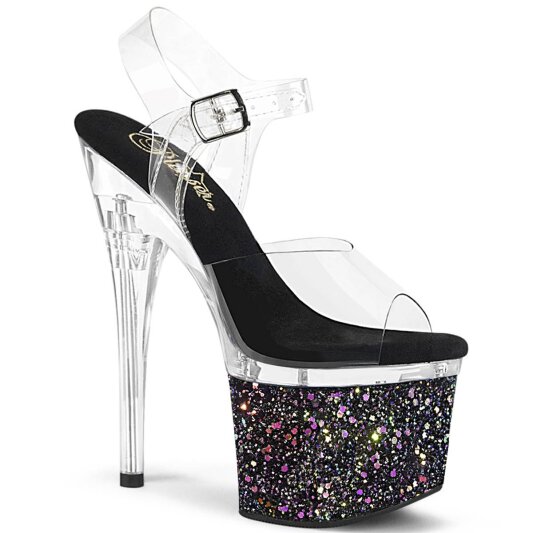 Pleaser ESTEEM-708LG Plateau Sandaletten Glitter Transparent Bunt EU-38 / US-8