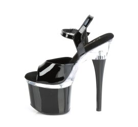 Pleaser ESTEEM-709 Plateau Sandaletten Lack Schwarz Transparent EU-40 / US-10