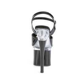 Pleaser ESTEEM-709 Plateau Sandaletten Lack Schwarz Transparent EU-35 / US-5