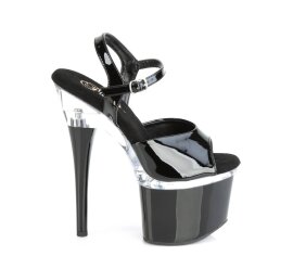 Pleaser ESTEEM-709 Plateau Sandaletten Lack Schwarz Transparent EU-35 / US-5