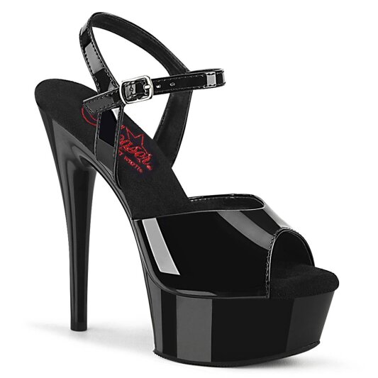 Pleaser EXCITE-609 Plateau Sandaletten Lack Schwarz EU-36 / US-6