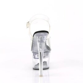 Pleaser FLASHDANCE-708 Plateau Sandaletten Transparent Schwarz EU-39 / US-9
