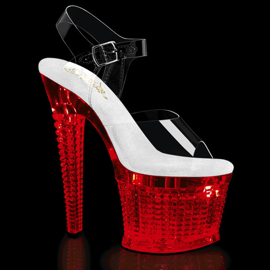 Pleaser FLASHDANCE-708SPEC Plateau Sandaletten Transparent Bunt EU-37 / US-7