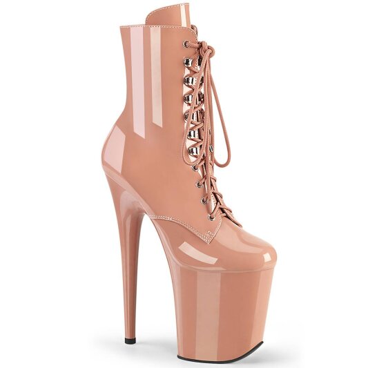 Pleaser FLAMINGO-1020 Plateau Stiefeletten Lack Blush EU-35 / US-5