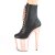 Pleaser FLAMINGO-1020 Plateau Stiefeletten Kunstleder Chrom Rose-Gold Schwarz EU-36 / US-6