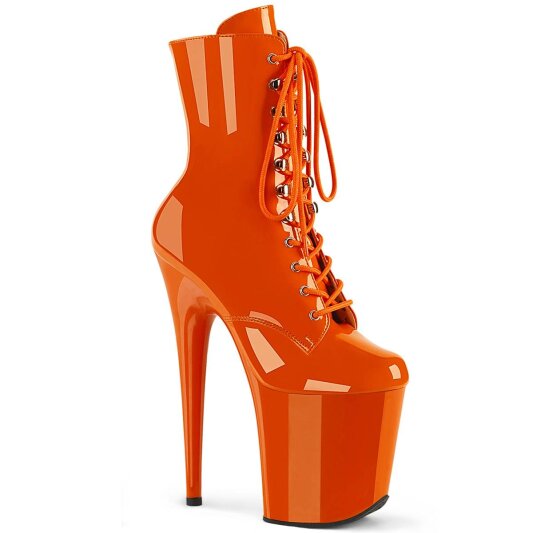 Pleaser FLAMINGO-1020 Plateau Stiefeletten Lack Orange EU-41 / US-11