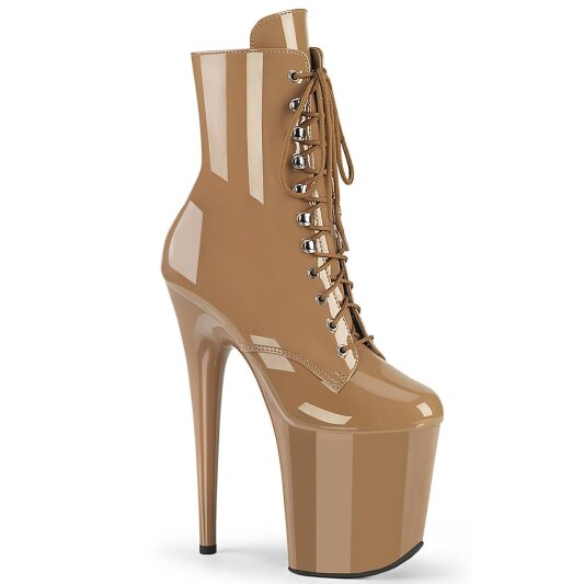 Pleaser FLAMINGO-1020 Plateau Stiefeletten Lack Beige EU-42 / US-12
