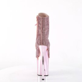 Pleaser FLAMINGO-1020CHRS Plateau Stiefeletten Strass Chrom Rosa EU-41 / US-11