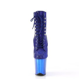 Pleaser FLAMINGO-1020CHRS Plateau Stiefeletten Strass Chrom Blau EU-40 / US-10