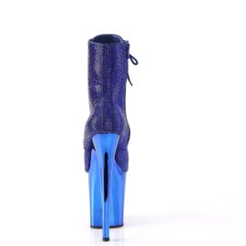 Pleaser FLAMINGO-1020CHRS Plateau Stiefeletten Strass Chrom Blau EU-40 / US-10