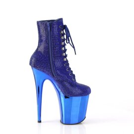 Pleaser FLAMINGO-1020CHRS Plateau Stiefeletten Strass Chrom Blau EU-40 / US-10