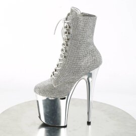 Pleaser FLAMINGO-1020CHRS Plateau Stiefeletten Strass Chrom Silber EU-40 / US-10