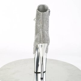 Pleaser FLAMINGO-1020CHRS Plateau Stiefeletten Strass Chrom Silber EU-44 / US-14