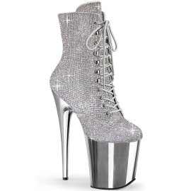 Pleaser FLAMINGO-1020CHRS Plateau Stiefeletten Strass...