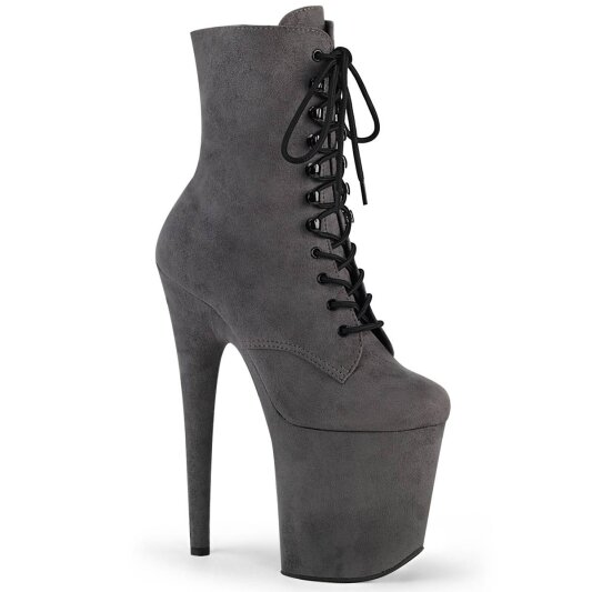 Pleaser FLAMINGO-1020FS Plateau Stiefeletten künstliches Wildleder Grau EU-35 / US-5