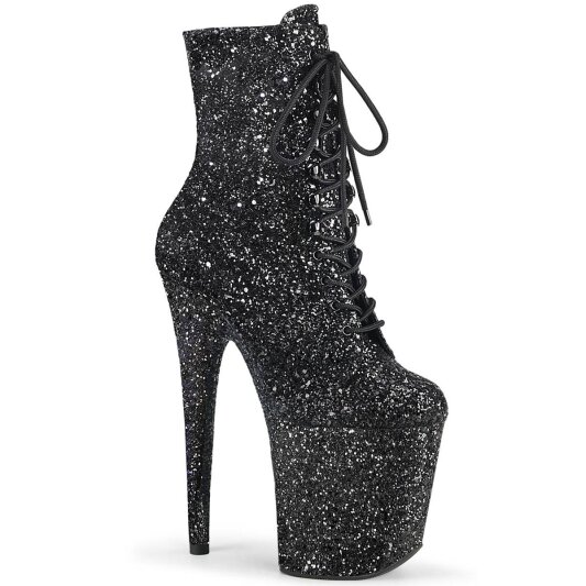 Pleaser FLAMINGO-1020GWR Plateau Stiefeletten Glitter Schwarz EU-39 / US-9