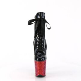 Pleaser FLAMINGO-1020HG Plateau Stiefeletten Lack Glitter Schwarz Bunt EU-36 / US-6