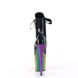 Pleaser FLAMINGO-1020HG Plateau Stiefeletten Lack Glitter Schwarz Bunt EU-36 / US-6