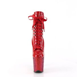 Pleaser FLAMINGO-1020HG Plateau Stiefeletten Lack Glitter Rot Bunt EU-36 / US-6