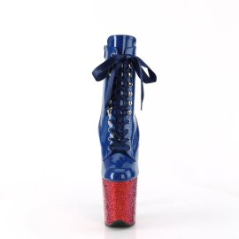 Pleaser FLAMINGO-1020HG Plateau Stiefeletten Lack Glitter Blau Bunt EU-36 / US-6