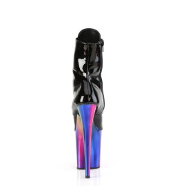 Pleaser FLAMINGO-1020RC Plateau Stiefeletten Lack Chrom Schwarz Bunt EU-35 / US-5